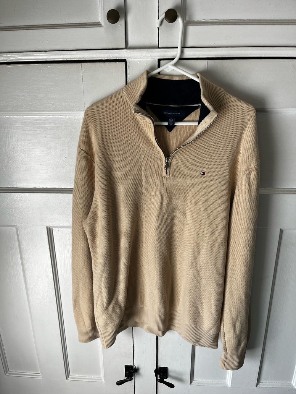 Tommy Hilfiger Beige Quarter-Zip Sweater - Men’s Size XL